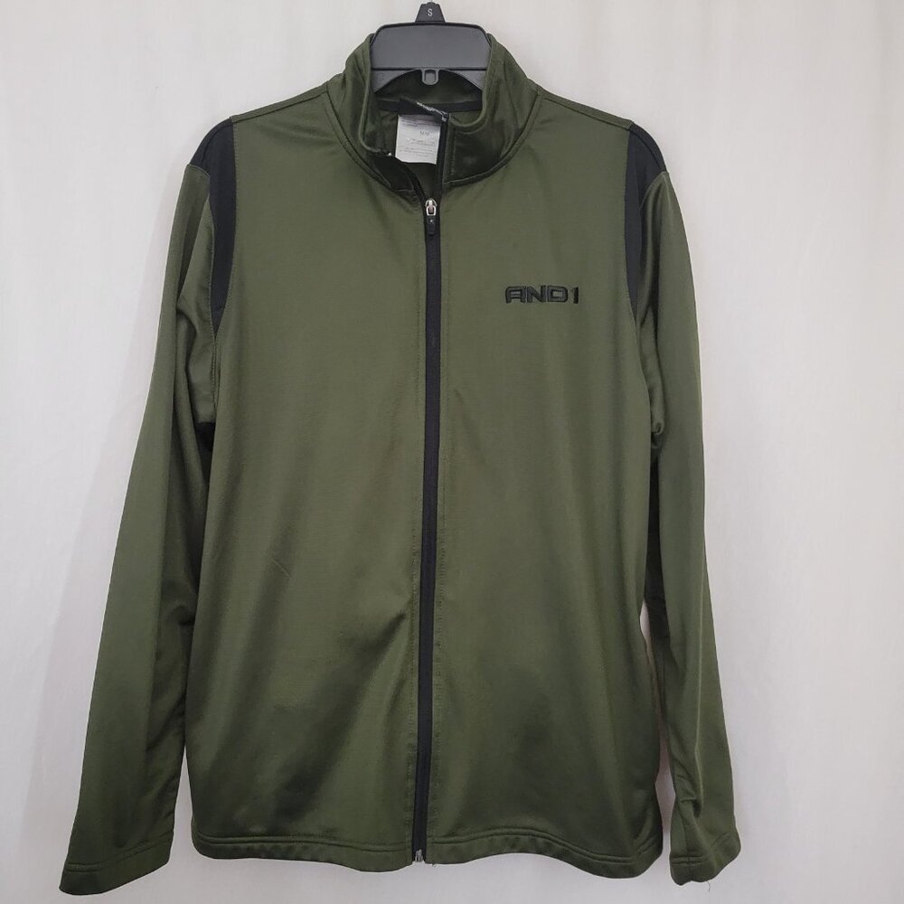 AND1 Track Jacket Green Full Zip Men’s Med. Basketball athletic sportswear EUC
